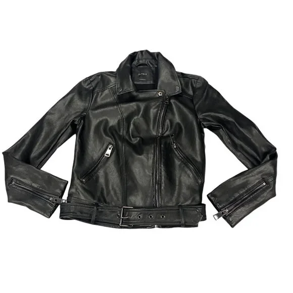 Elodie Nordstrom Womens Size XS Moto Jacket Black Faux Leather - Picture 4 of 16